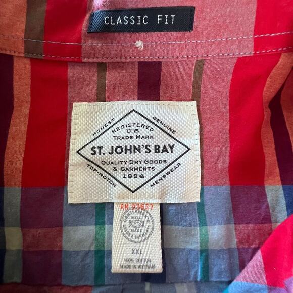 ✨St. John’s Bay Men’s XXL Plaid Button Down Shirt Multicolor Classic Fit - Picture 4 of 9